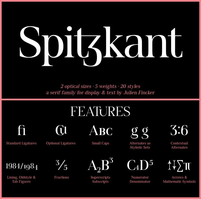 Spitzkant font family by Julien Fincker.