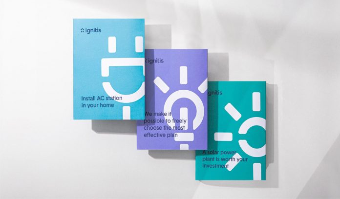 Communication design, branding, and stationery design by Andstudio for Ignitis.