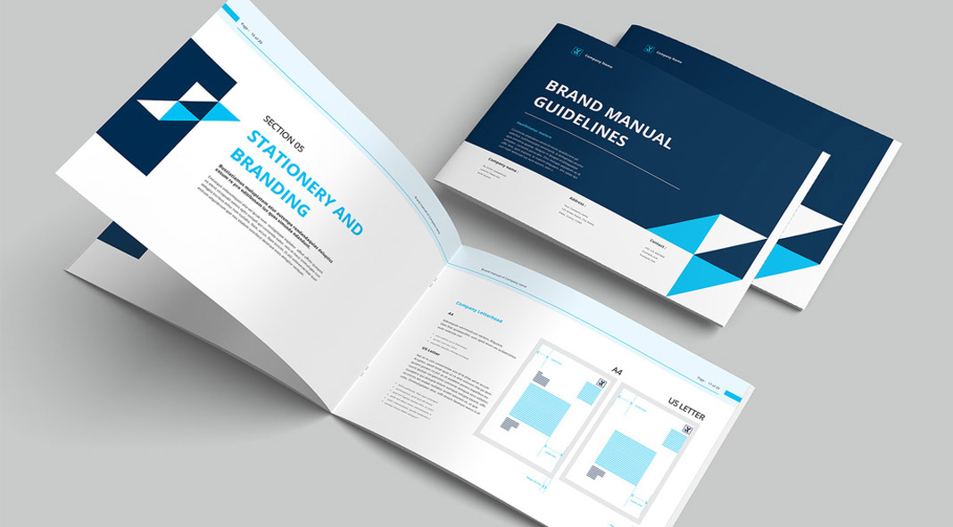 A professional brand manual guidelines template for Adobe InDesign.