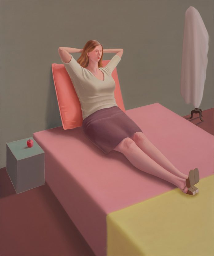 Prudence Flint, The Meal, 2016, oil on linen, 122 x 102cm, (Finalist in the 2017 Archibald Portrait Prize)