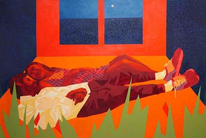 Sheila Nicolin, Cardboard, 2020, Acrylic on Canvas, 48” x 72”