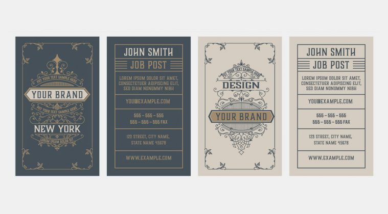 Vintage Business Card Design Templates for Adobe Illustrator