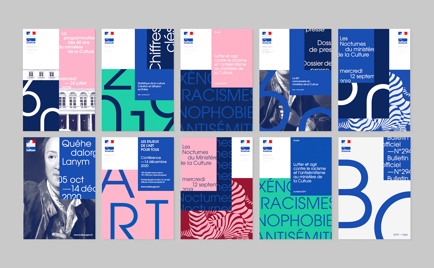 Visual identity design by Graphéine for French Ministry of Culture.