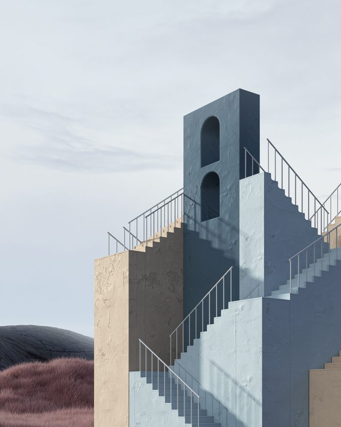 'Stairs' is an Escher-inspired series of architectural 3D renderings by Murat Yıldırım.