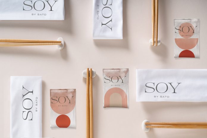 Graphic design and branding by studio Futura for Soy by Sato, a high-end Asian bao restaurant located in Doha Qatar.