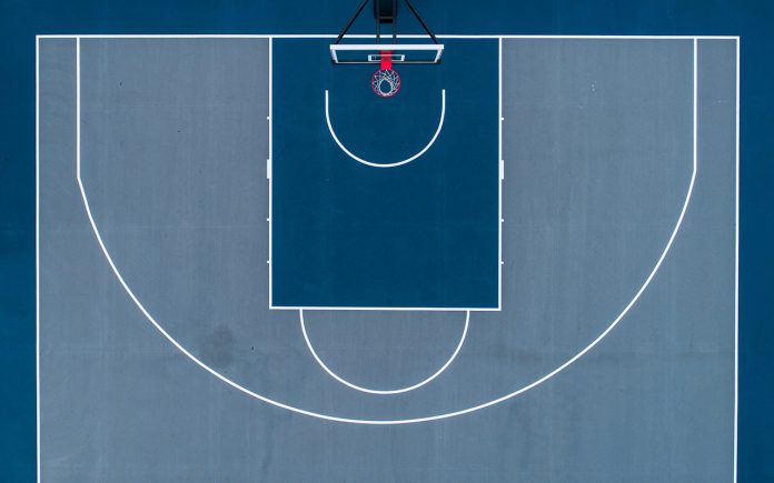Shots of basketball courts from the Daily Geometry aerial photography series by Petra Leary.
