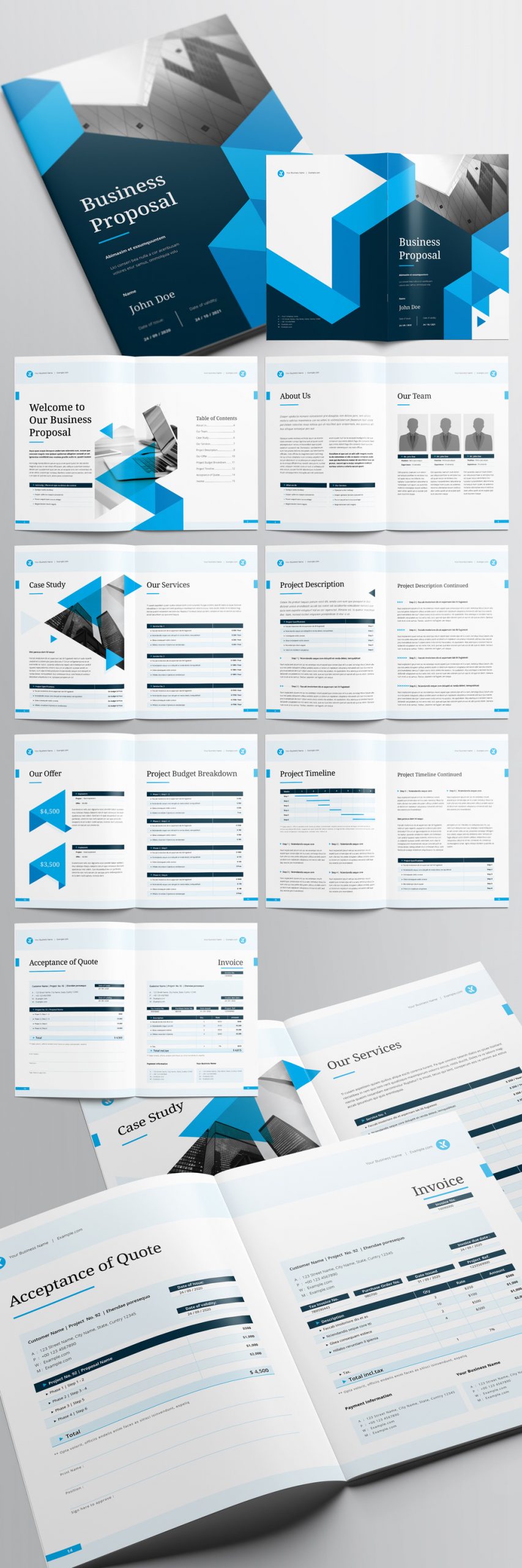 Business Proposal Template with Blue Accents Inside Business Proposal Indesign Template