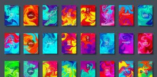 Colorful abstract liquid backgrounds and fluid marble texture available as vector graphics.