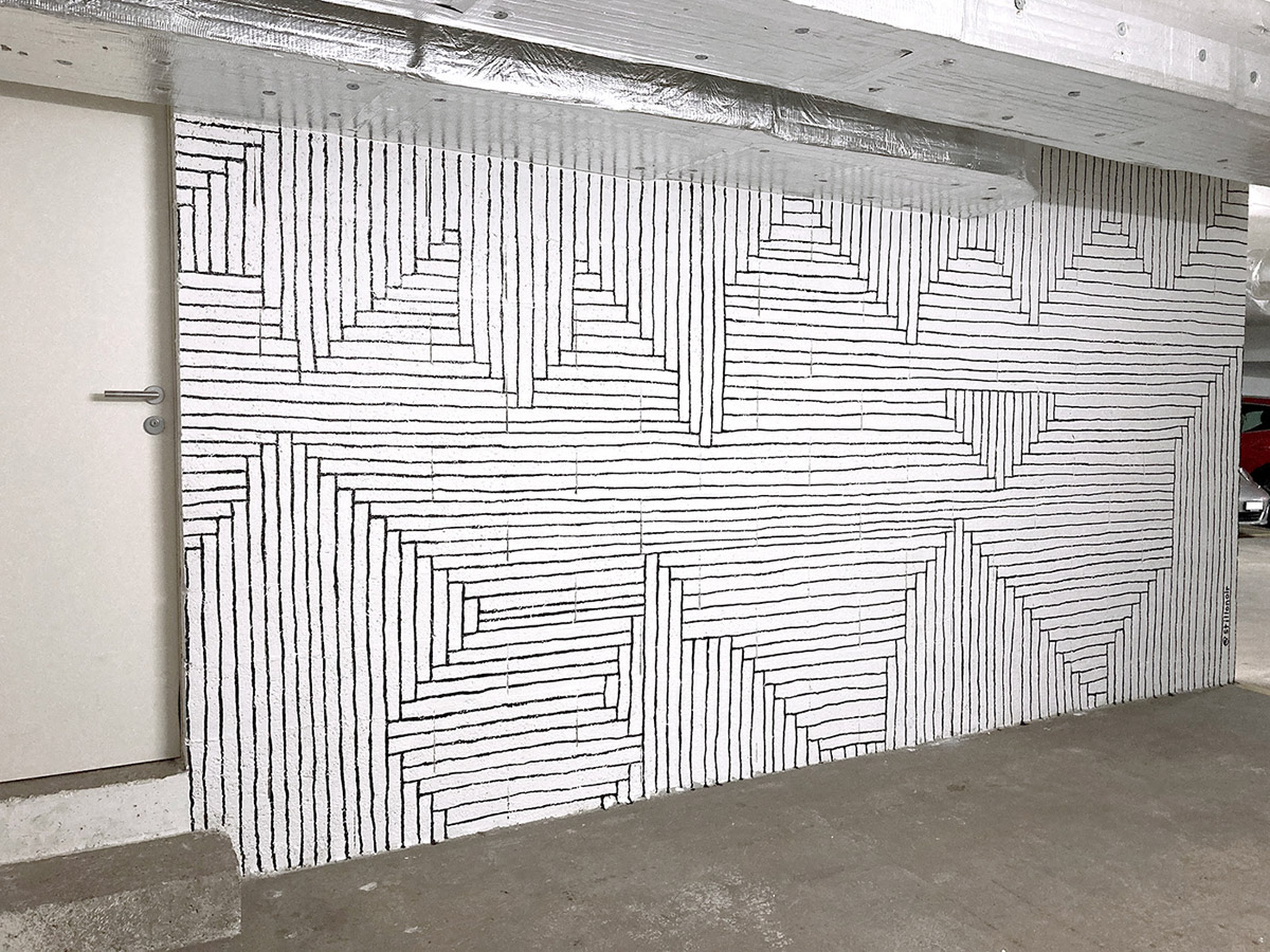 Geometric murals by Tanya Heidrich.