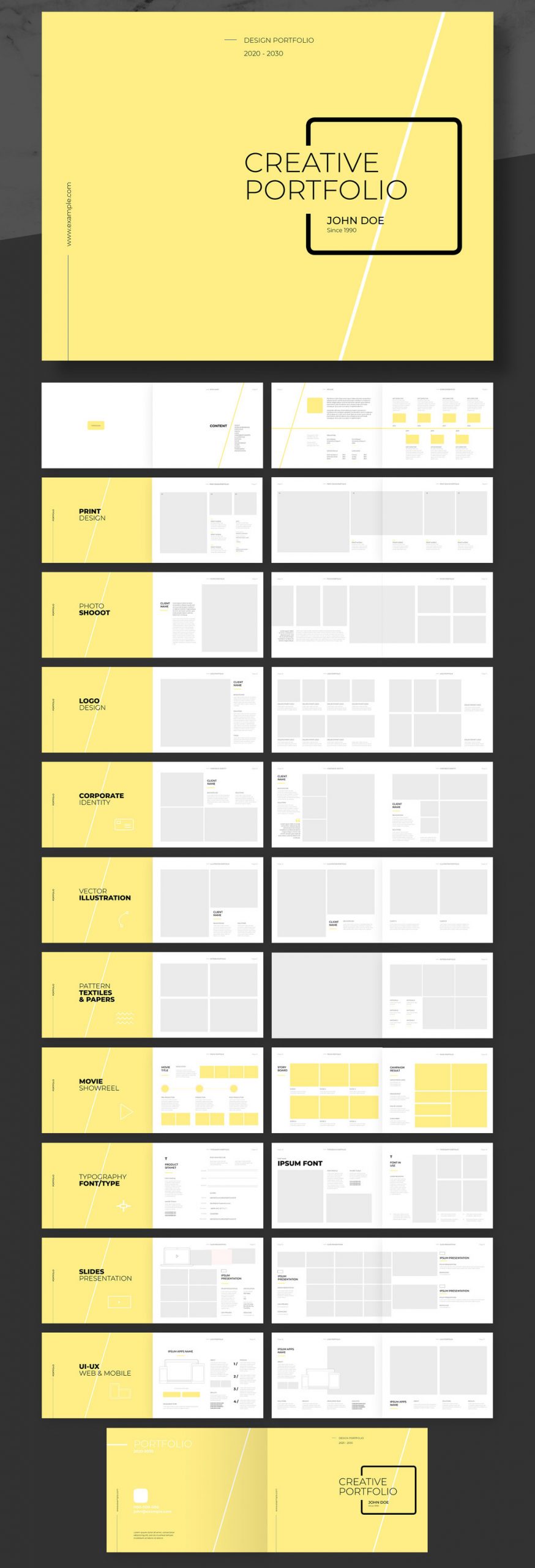 Personal and Agency Portfolio Template with Yellow Accents.