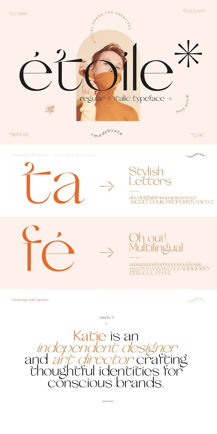 Etoile, a modern and elegant font.