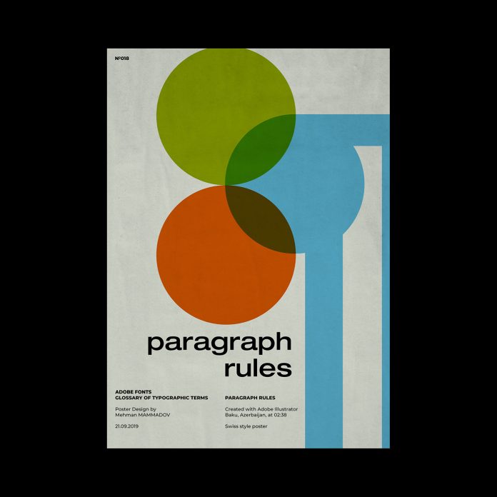 PARAGRAPH RULES, typographic poster design inspired by Swiss graphic design.