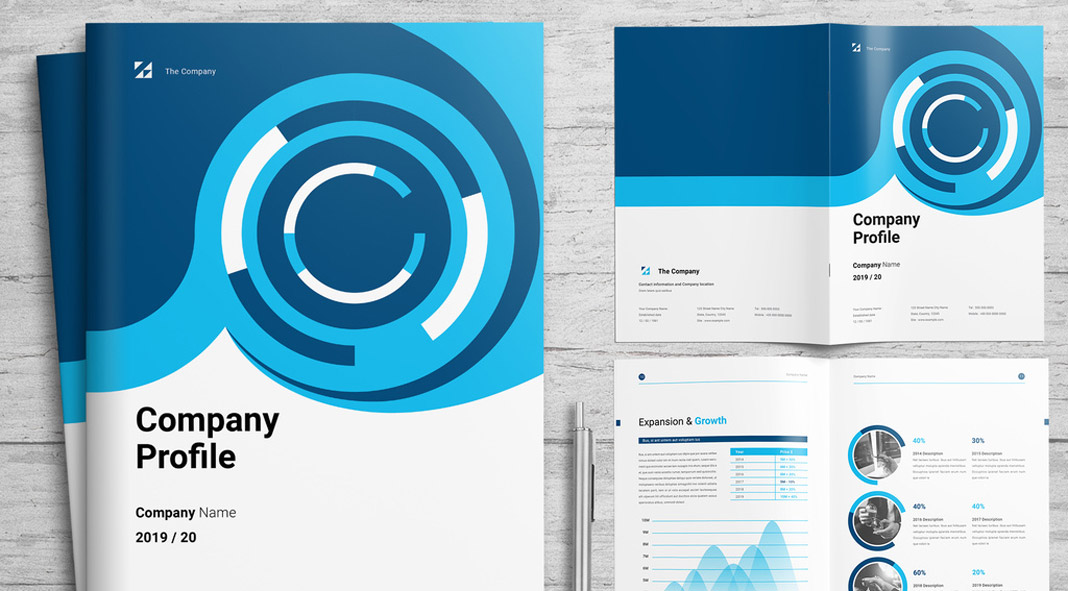 Corporate Profile Booklet Template with Blue Accents
