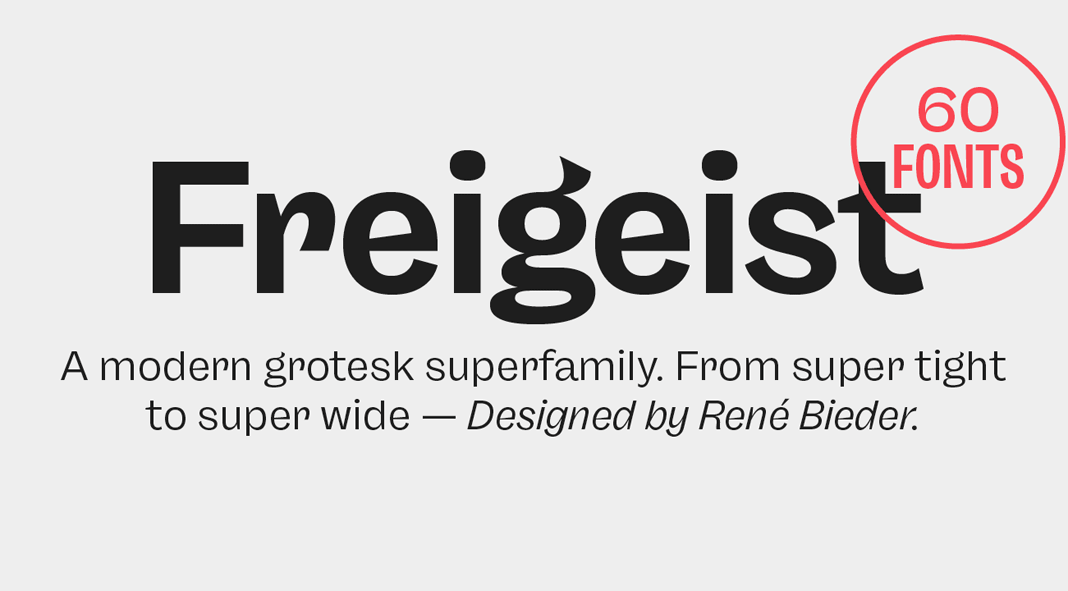 Freigeist font family by German typeface designer René Bieder.