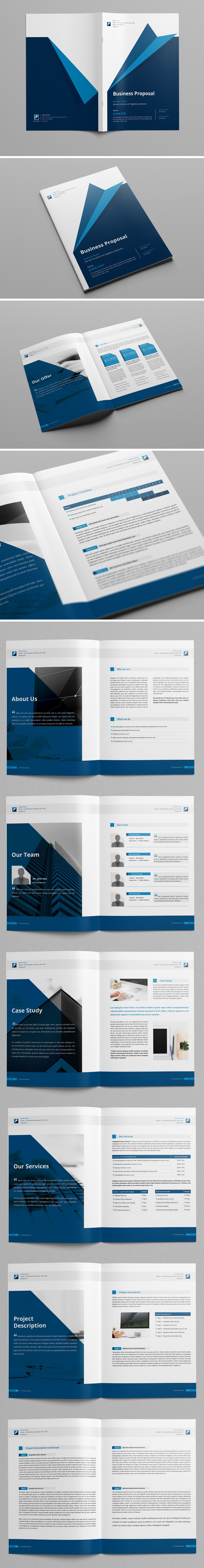 Business Proposal Template with Blue Accents for Adobe InDesign