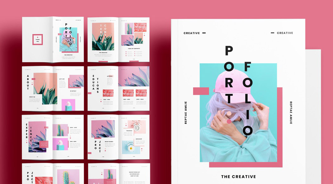 A Fashionable Pink Portfolio Template For Adobe InDesign