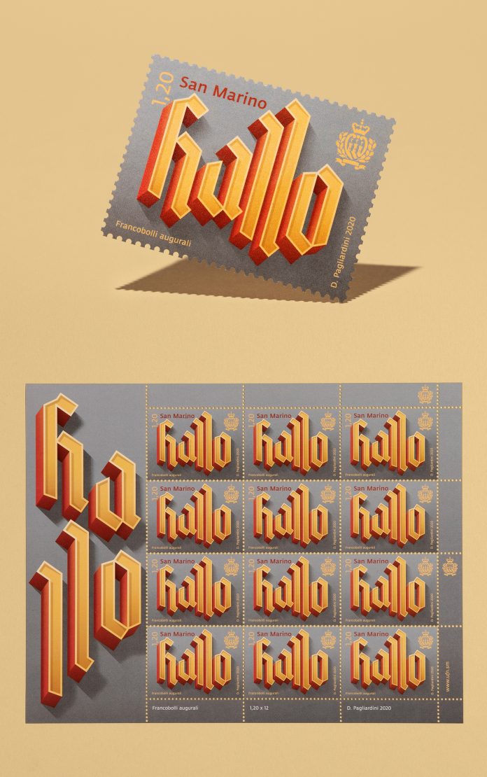 Typographic stamp design by Davide Pagliardini.