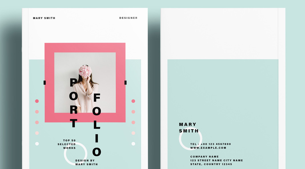 A modern and fresh portfolio template for Adobe InDesign.