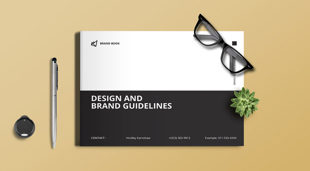 Minimalist black and white brand guidelines template for Adobe InDesign.
