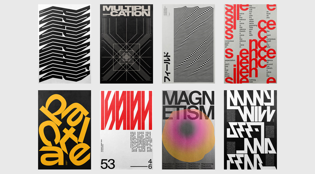 Posters vol. II, a selection of graphics from Xtian Miller's weekly typographic poster exercises