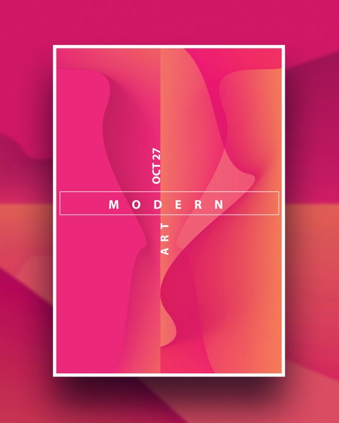 Poster template consisting of colorful abstract graphics and typography.