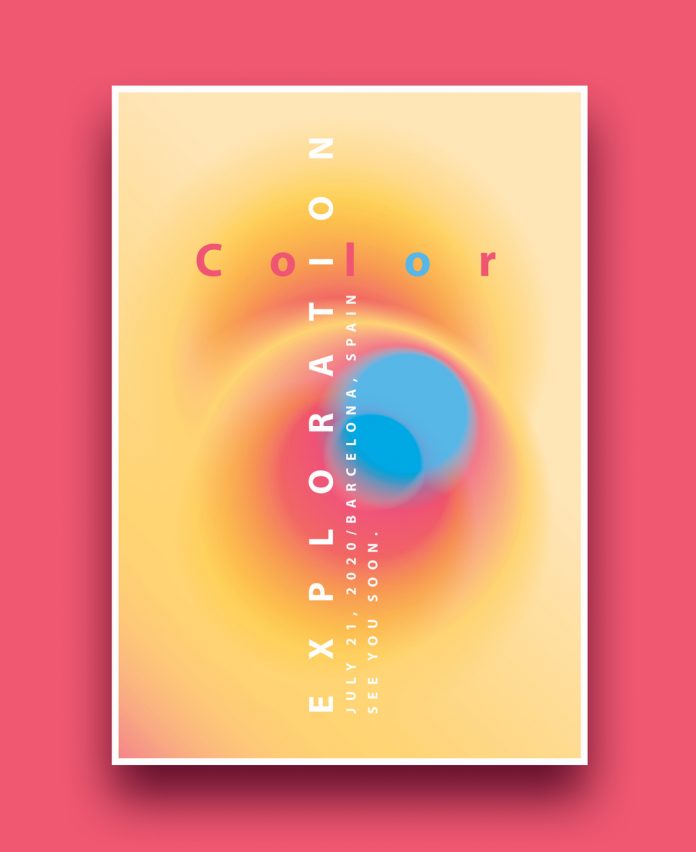Poster template consisting of colorful abstract graphics and typography.