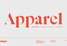 Apparel font family by Latinotype.