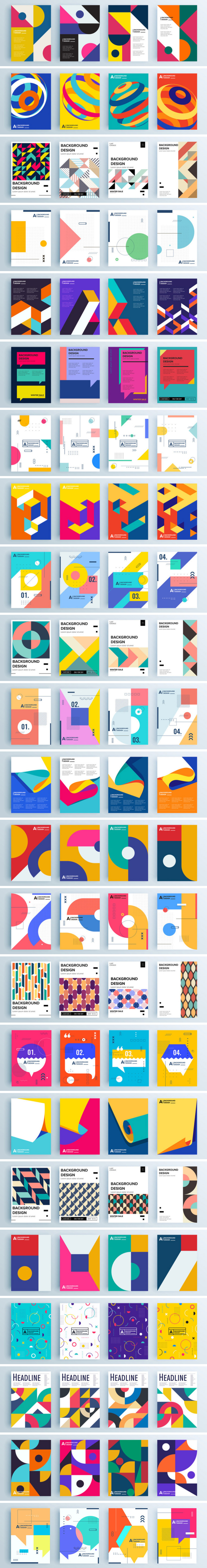 Geometric graphic design templates available for download as fully editable vector shapes.