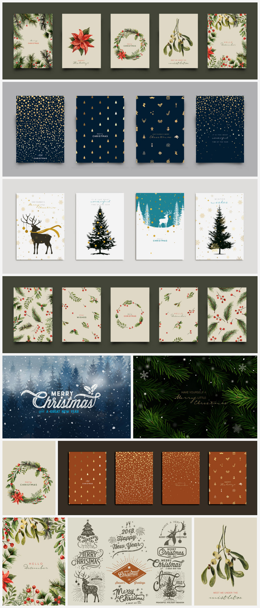Holiday and Christmas Vector Illustrations