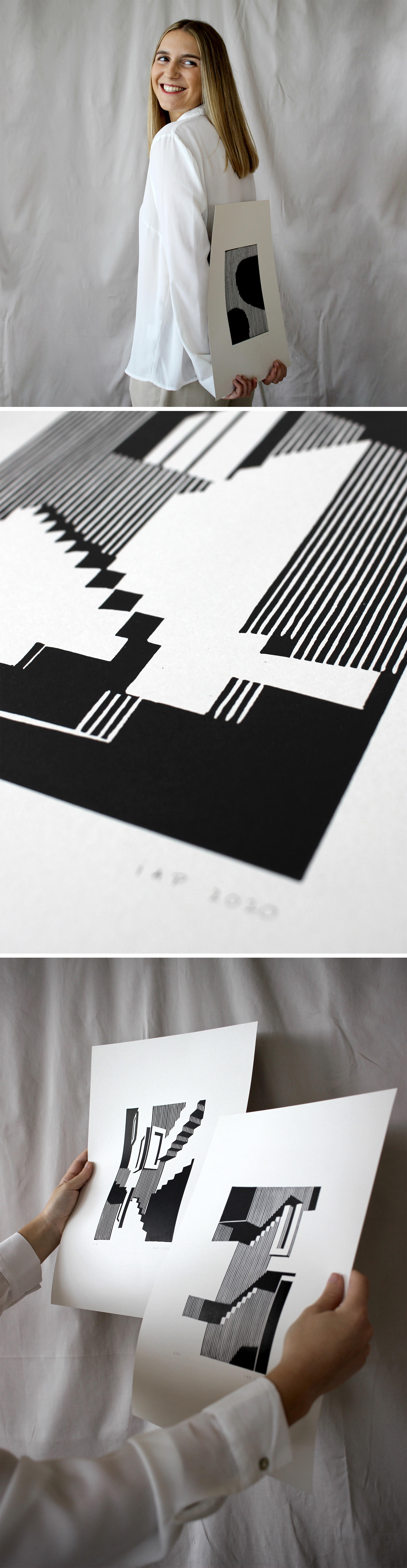 Minimalist architecture-inspired prints created by fresca studio.