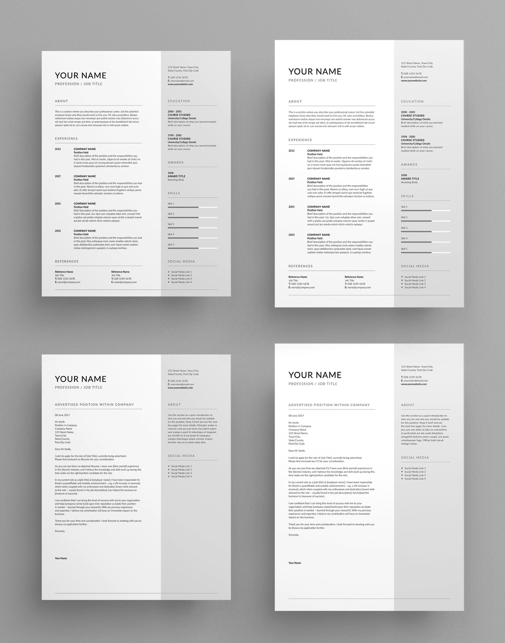 Contemporary resume and cover letter template from Adobe Stock contributor @Bill Mawhinney.