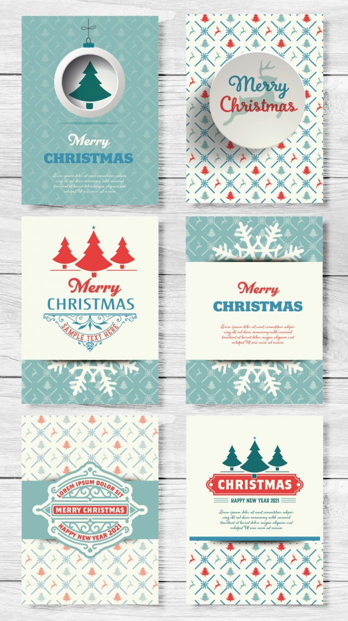 Set of Christmas greeting card layouts by Roverto Castillo.