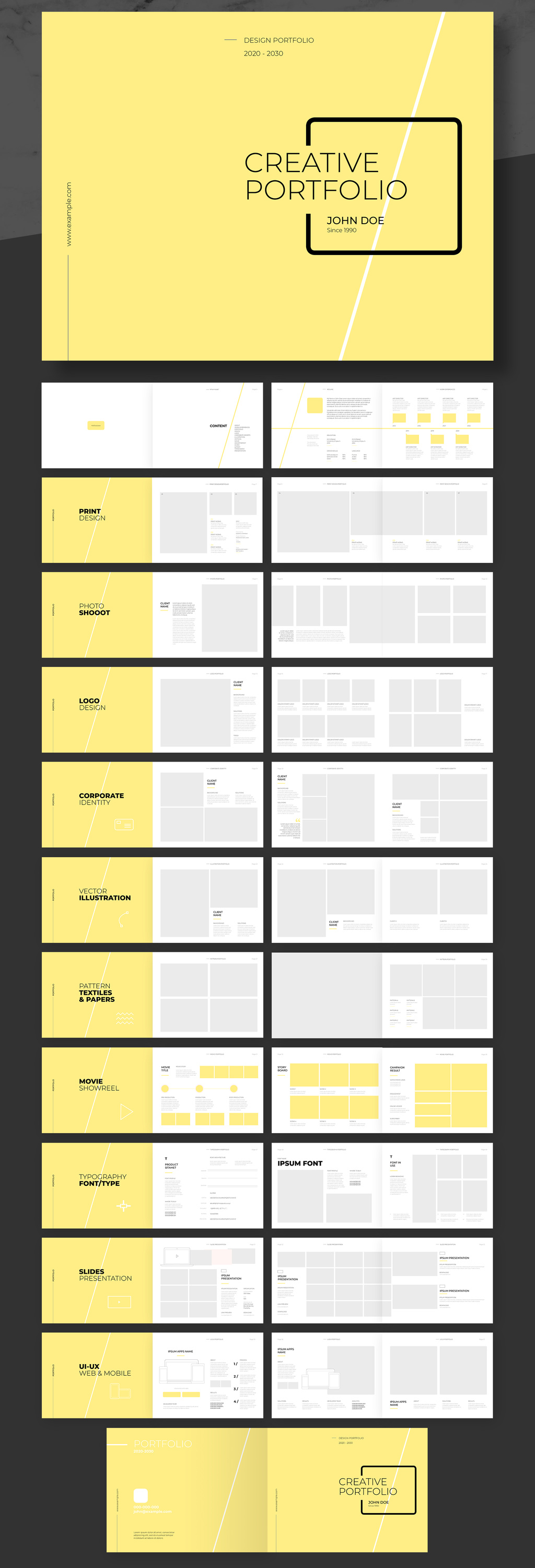 Personal and agency portfolio template with yellow accents from @afahmy.