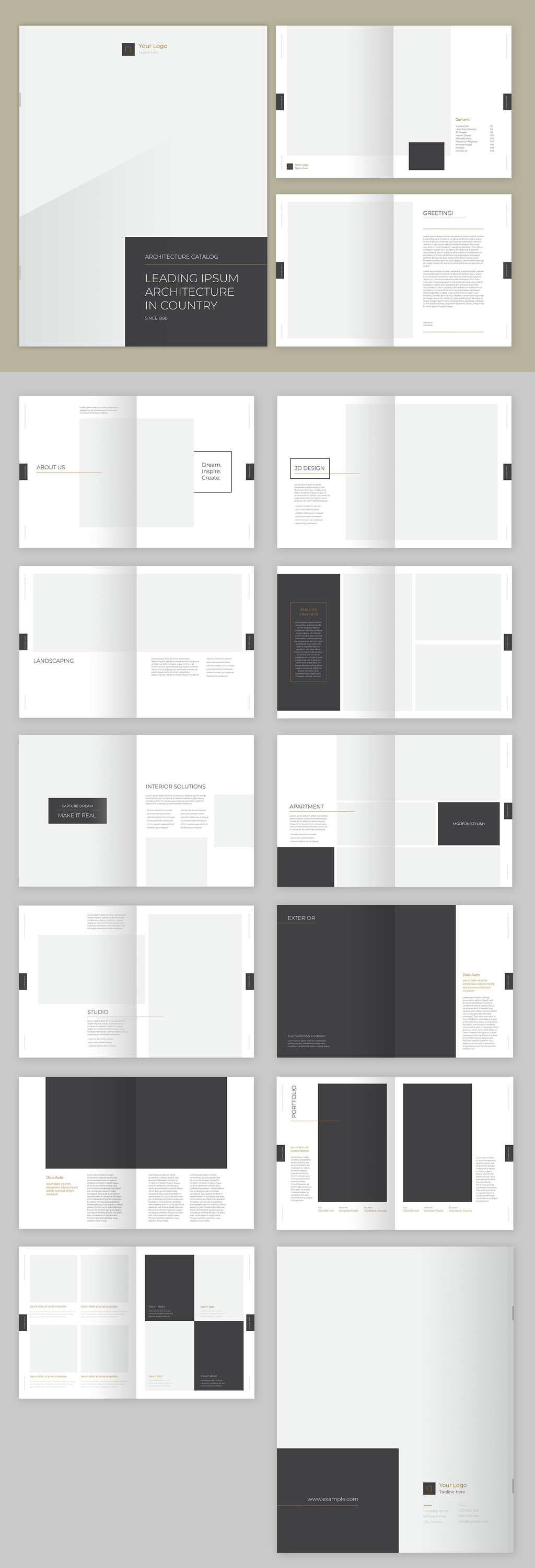 Catalog template with gray and gold accents from @afahmy.