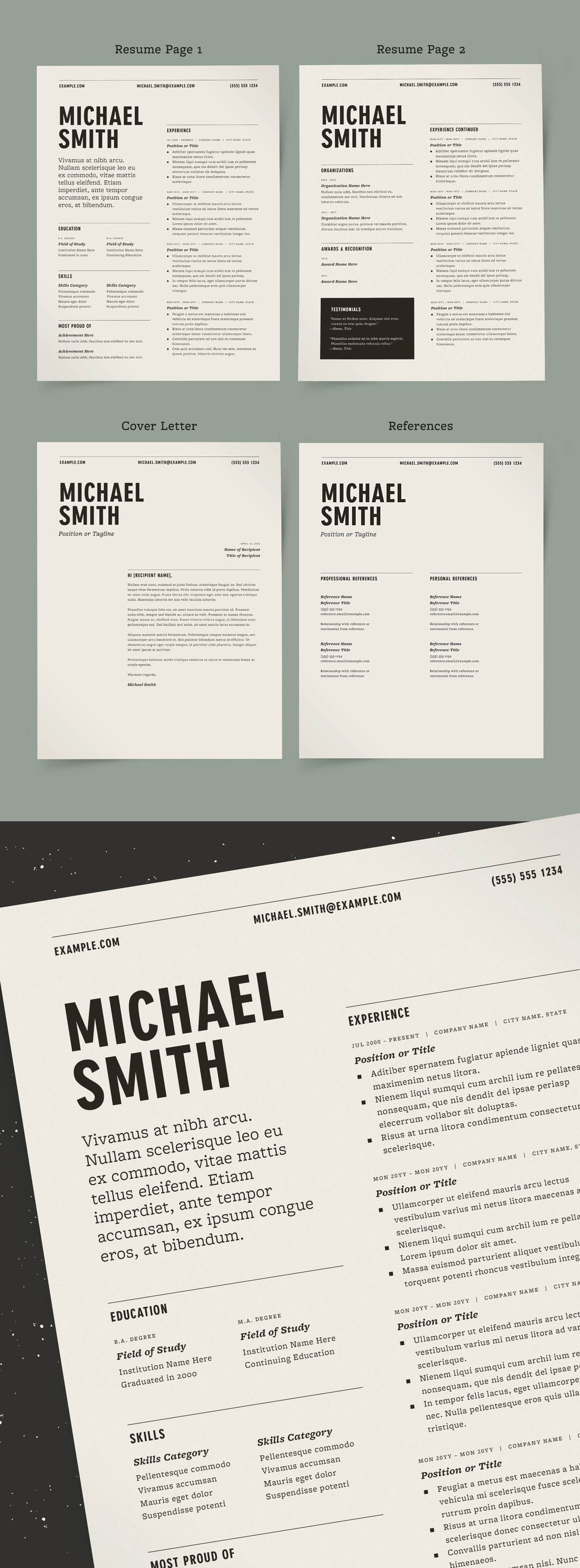 Two-column resume template kit from @More Profesh.