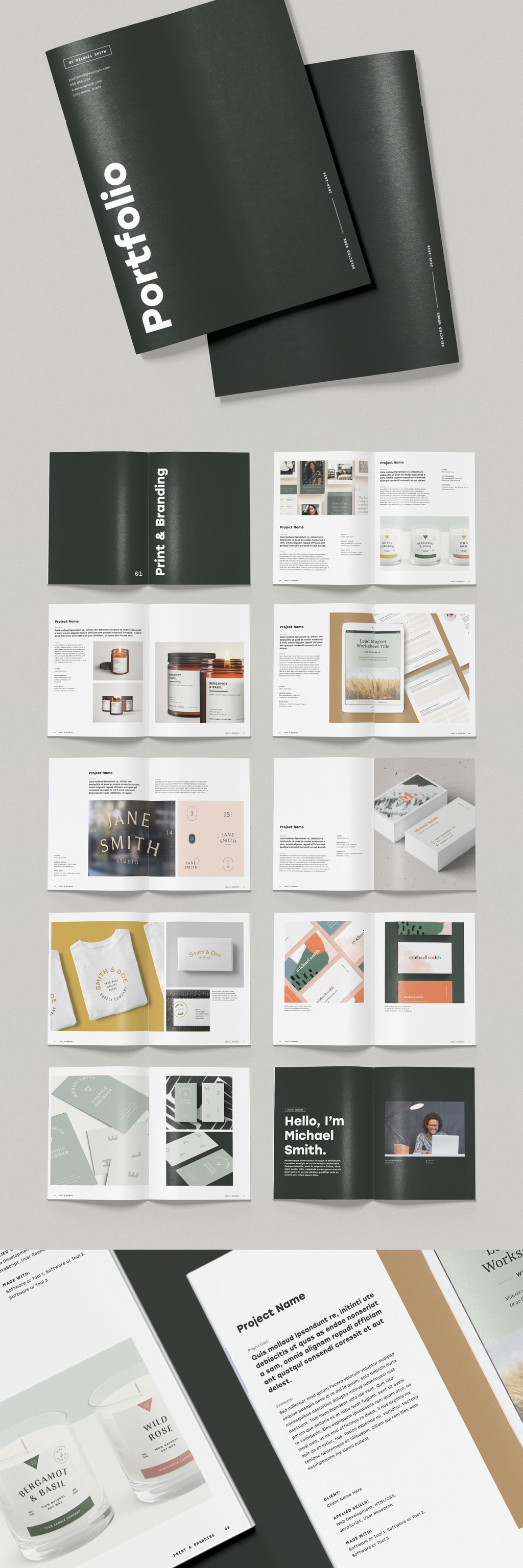 Minimalist portfolio brochure template with bold typography from @More Profesh.