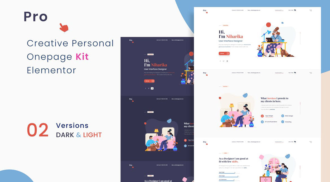 Prokit, a personal portfolio Elementor WordPress template kit.