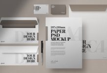 Stationery Photoshop Mockup, Business Cards, Envelopes, and Letterheads.