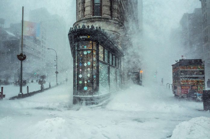 Flatiron Building shot by Michele Palazzo during 2016 blizzard available as NFT.