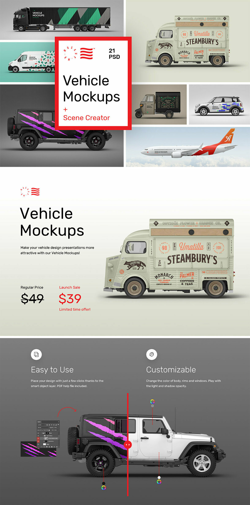 Vehicle Mockups for Adobe Photoshop