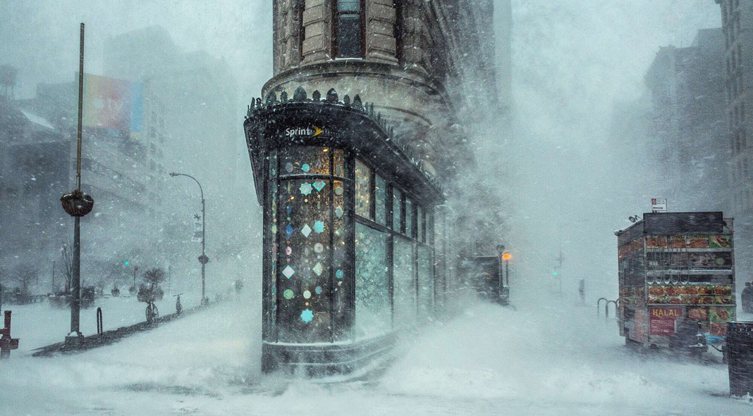 Flatiron Building shot by Michele Palazzo during 2016 blizzard available as NFT.