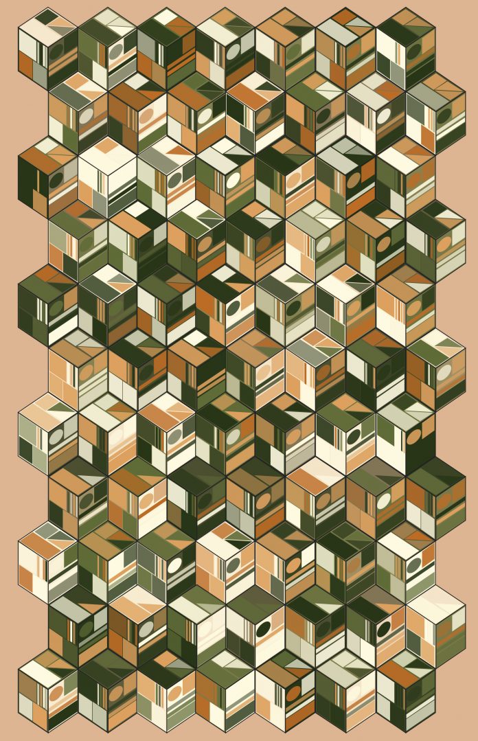 Code generated Bauhaus NFT art: BlocksOnBlocks №5