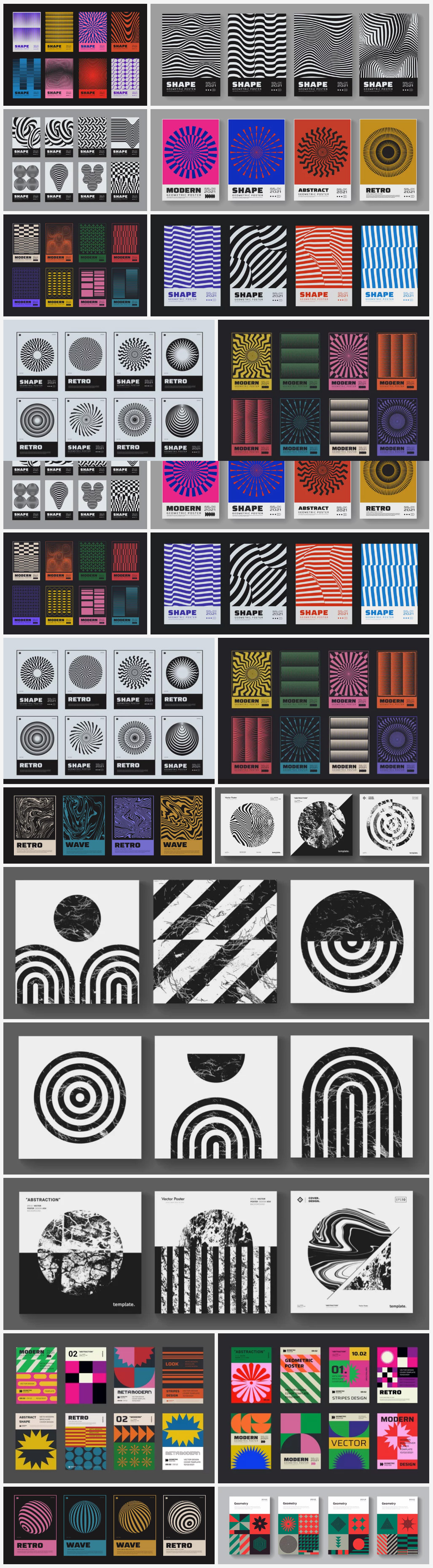 Swiss graphic design-inspired abstract geometric graphics for posters.