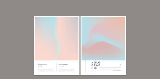 Abstract minimalist holographic flyer templates for Adobe Illustrator.