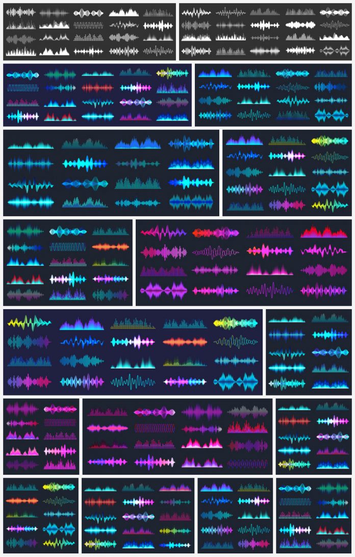 Download colored sound waves as vector graphics.