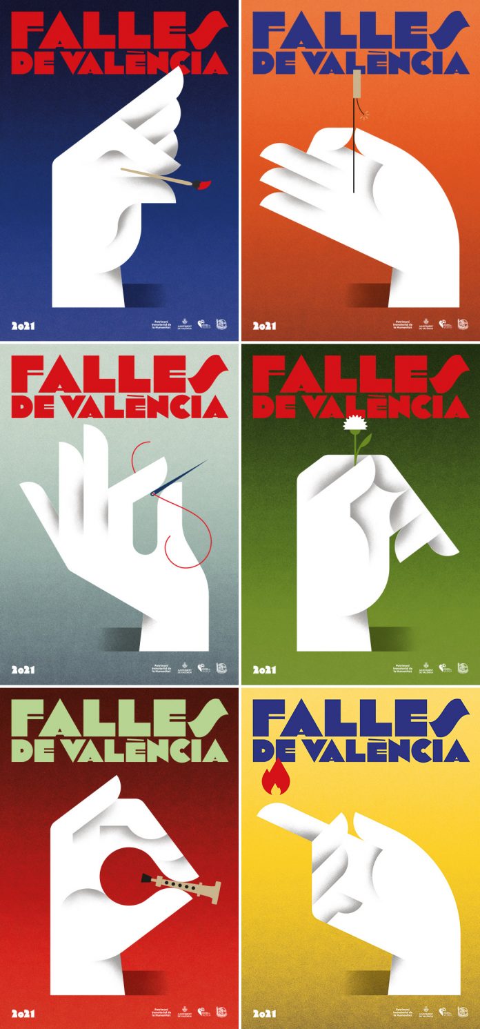 Graphic identity of Fallas 2021 by Fase studio and Diego Mir.
