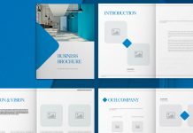 Blue Brochure Template with Minimalist Graphic Accents