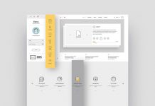 Company Portfolio Website Template for Adobe Illustrator with Graphic Icons