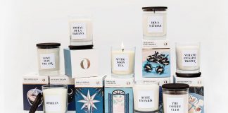 Packaging design by Marina Goñi Studio for the candle collection of The Singular Olivia