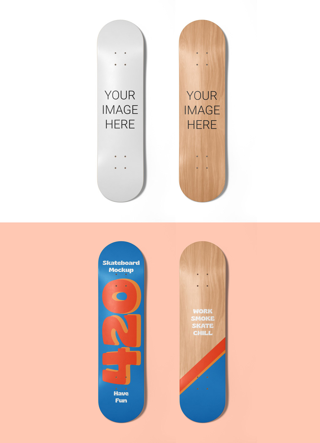Skateboard Decks Mockup for Adobe